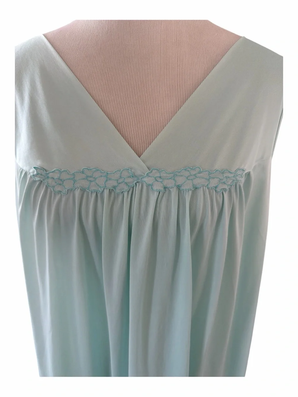 Vanity Fair Nylon Gown Sleeveless Short Night Gown Baby Doll 2XL Light Blue
